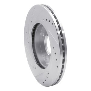Ford Fiesta Brake Rotor (1) - Front Right - R1 Concepts - Drilled & Slotted - Silver - `11-`19
